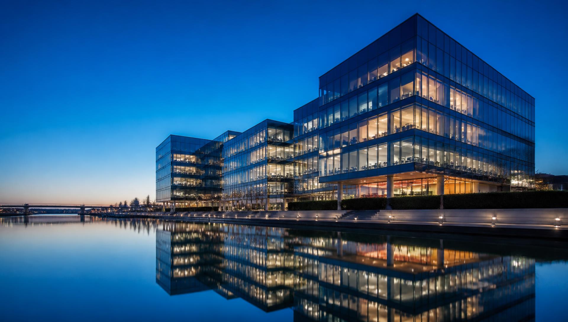 Modern kantoorgebouw aan het water